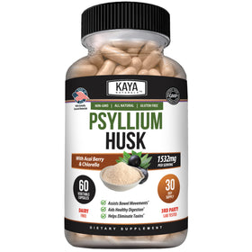 Kaya Naturals Capsules de Psyllium 60 unités, vue de face