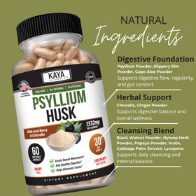 Kaya Naturals Capsules de Psyllium, présentation du produit