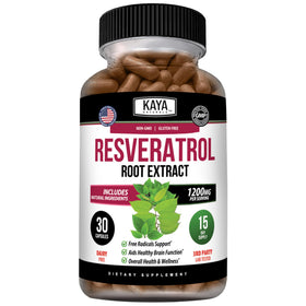 Kaya Naturals capsules de resvératrol 30 végétariennes vue de face