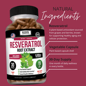 Kaya Naturals capsules de resvératrol avec des ingrédients naturels