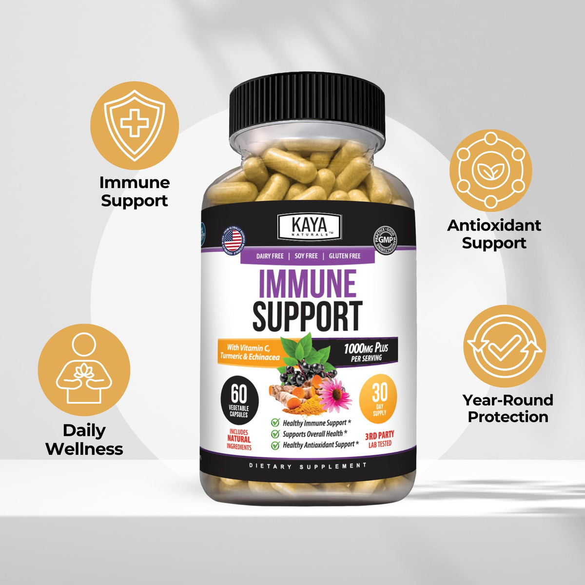Kaya Naturals capsules de Sureau avec ingrédients botaniques