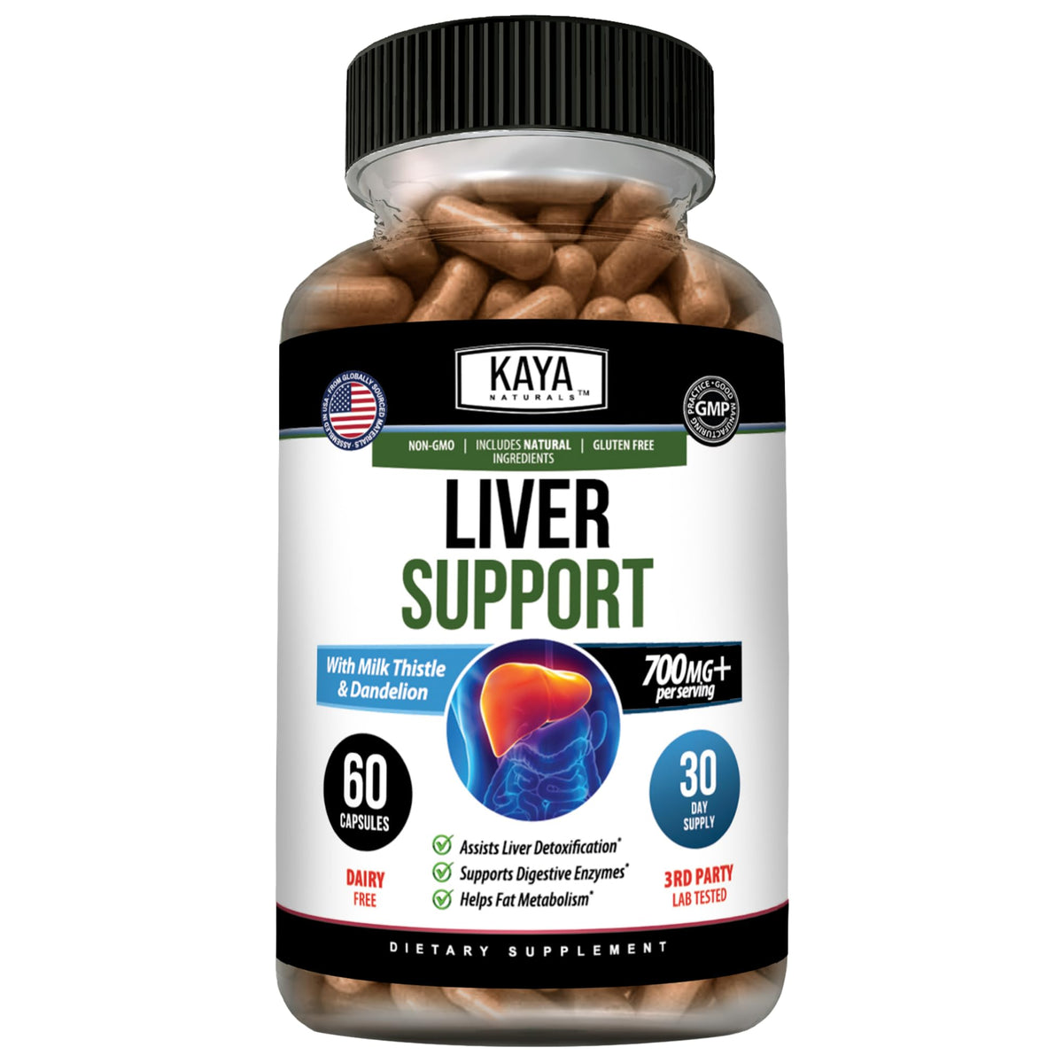 Kaya Naturals Complément Alimentaire au Chardon-Marie 60 capsules, vue de face