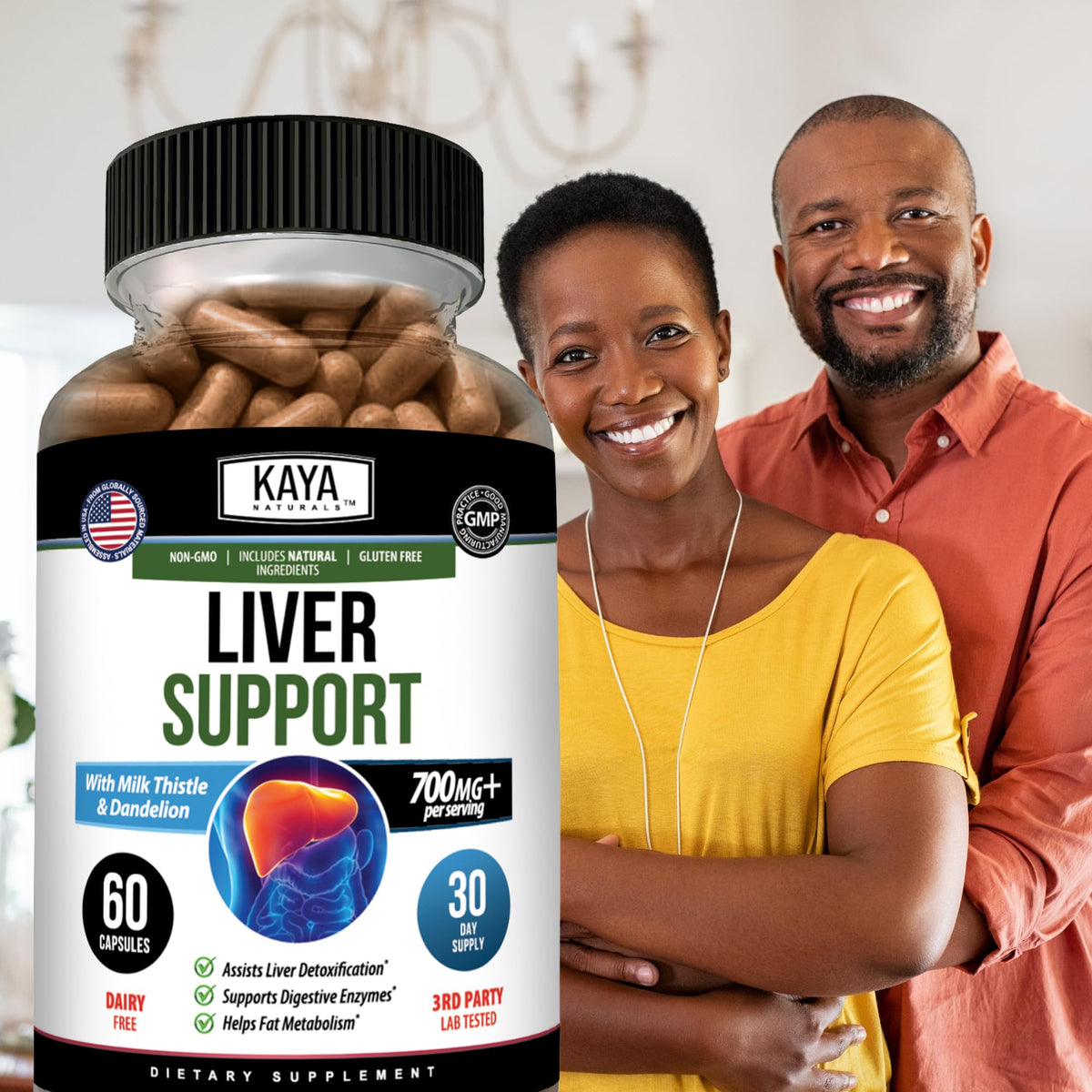 Kaya Naturals Complément Alimentaire au Chardon-Marie 60 capsules, vue rapprochée des capsules