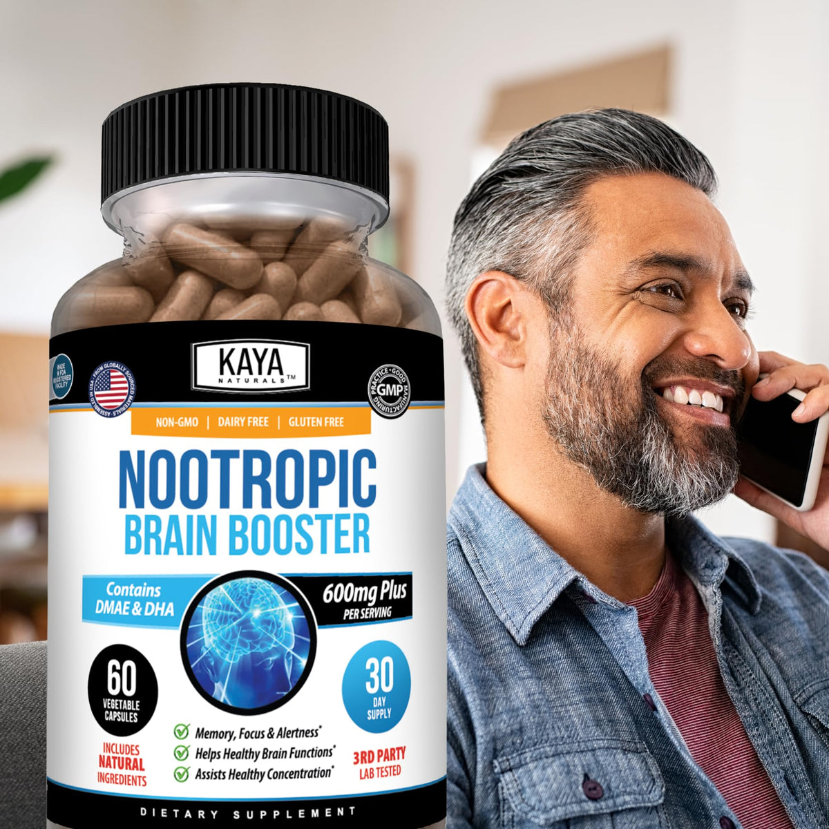Kaya Naturals Complément Alimentaire pour le Cerveau vue à 360 degrés