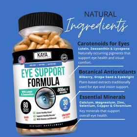 Kaya Naturals Complément Alimentaire Santé des Yeux 60 Capsules en main