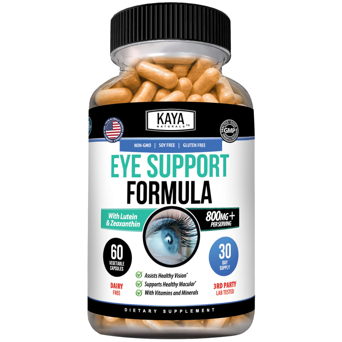 Kaya Naturals Complément Alimentaire Santé des Yeux 60 Capsules vue de face
