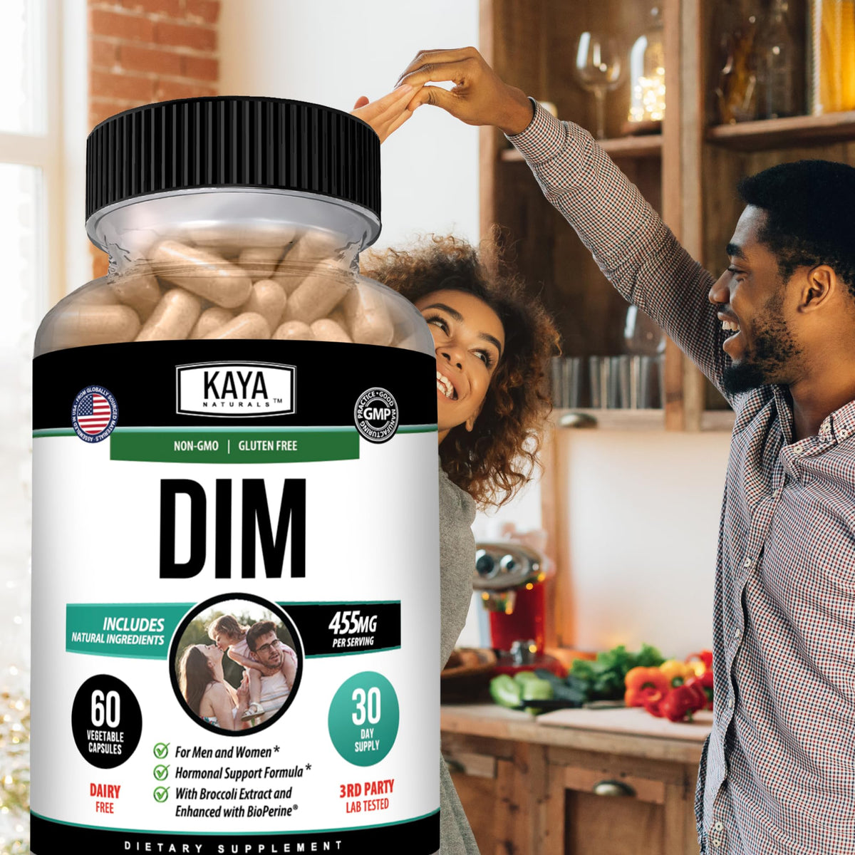 Kaya Naturals Complément DIM capsules à côté de légumes crucifères