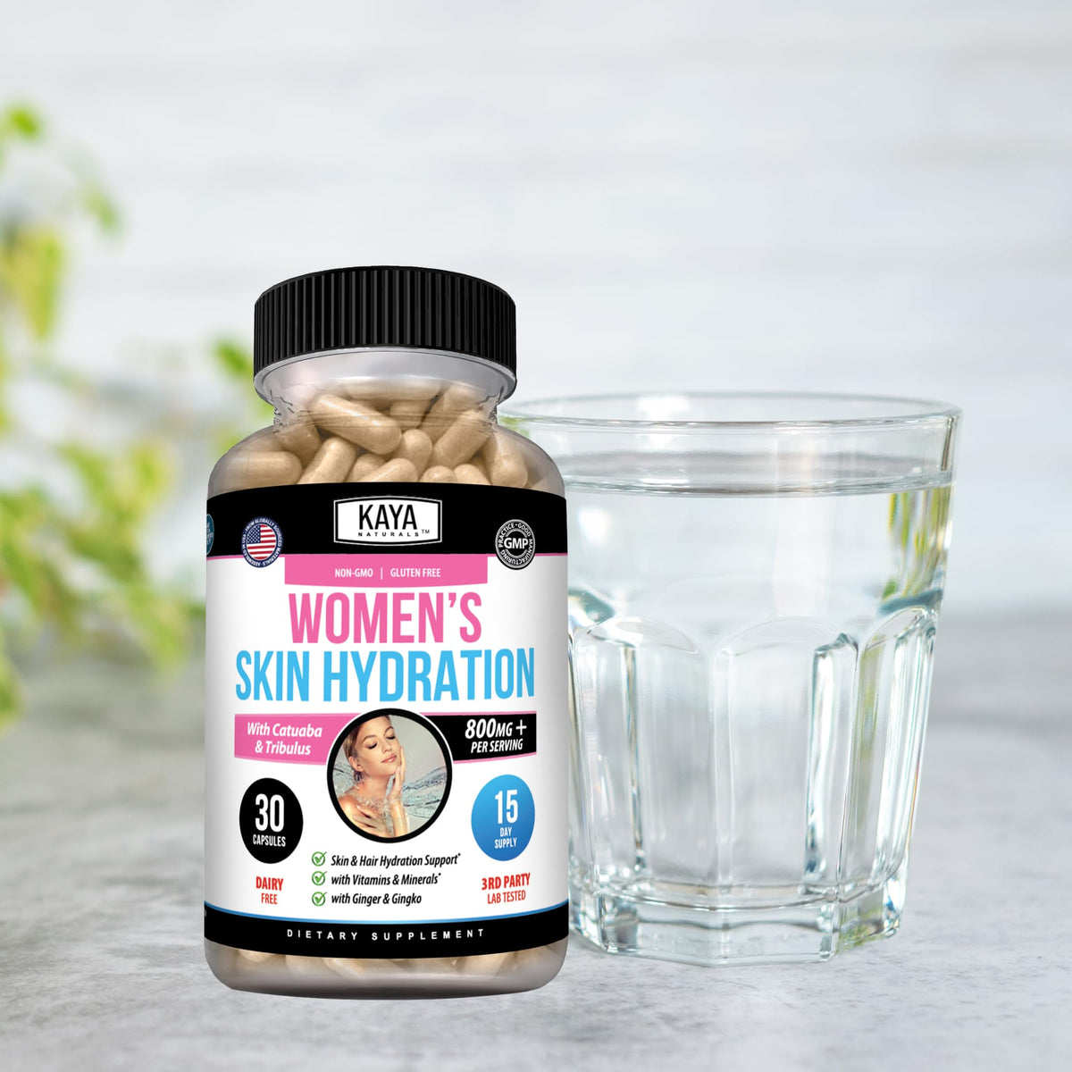 Kaya Naturals Complément Hydratation Femme gélules sur table