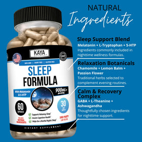 Kaya Naturals Complément Sommeil sur une table de nuit