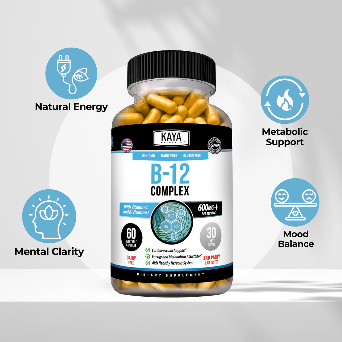 Kaya Naturals Complexe B-12 Multivitamines arrière de l'emballage