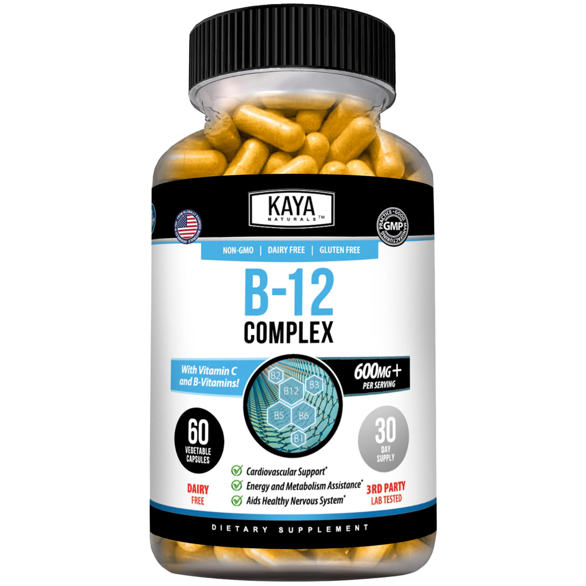 Kaya Naturals Complexe B-12 Multivitamines boîte vue de face