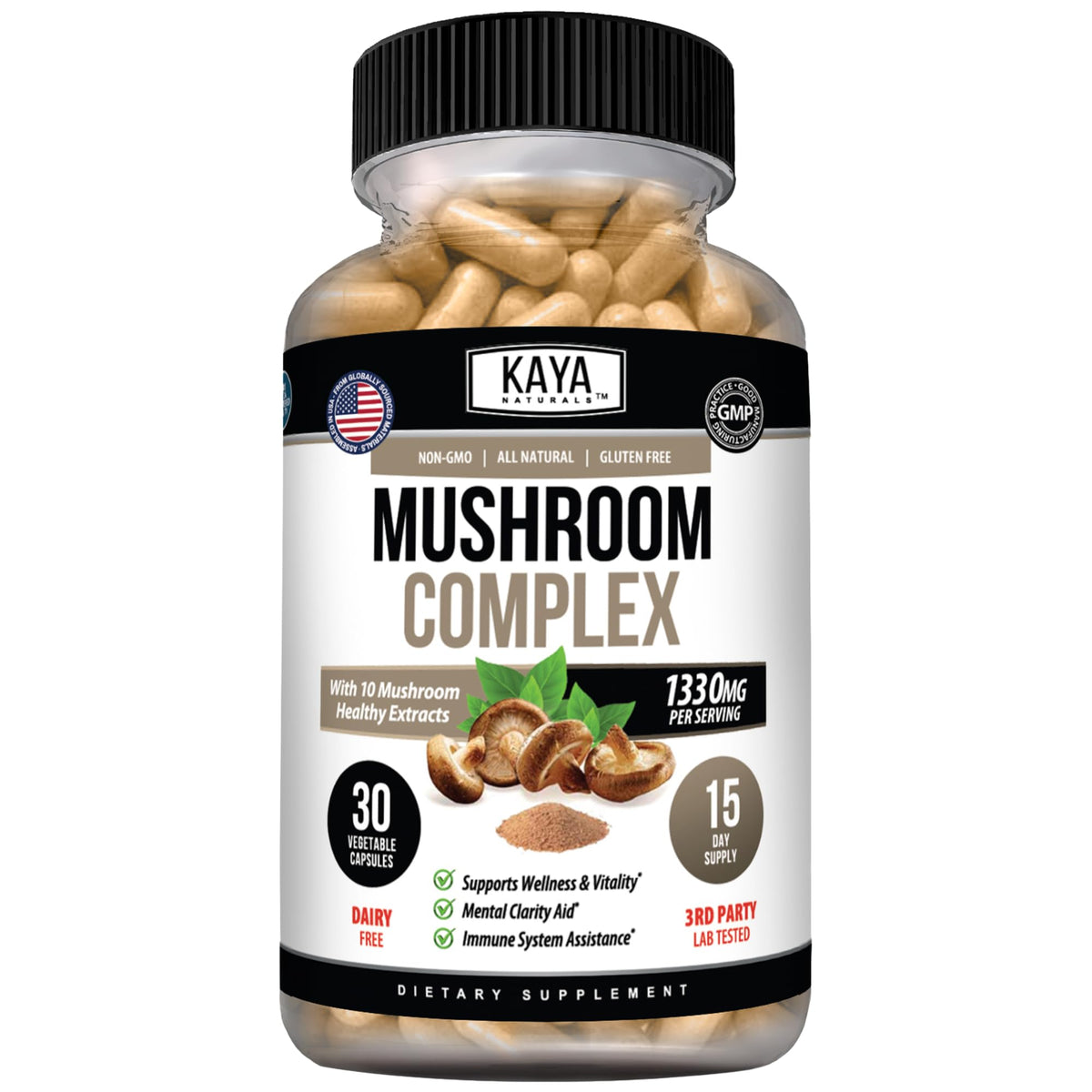 Kaya Naturals Complexe de Champignons 30 capsules, emballage avant
