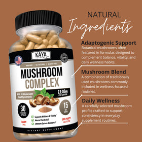 Kaya Naturals Complexe de Champignons, photo des capsules ouvertes