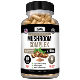 Kaya Naturals Complexe de Champignons vue avant avec capsules