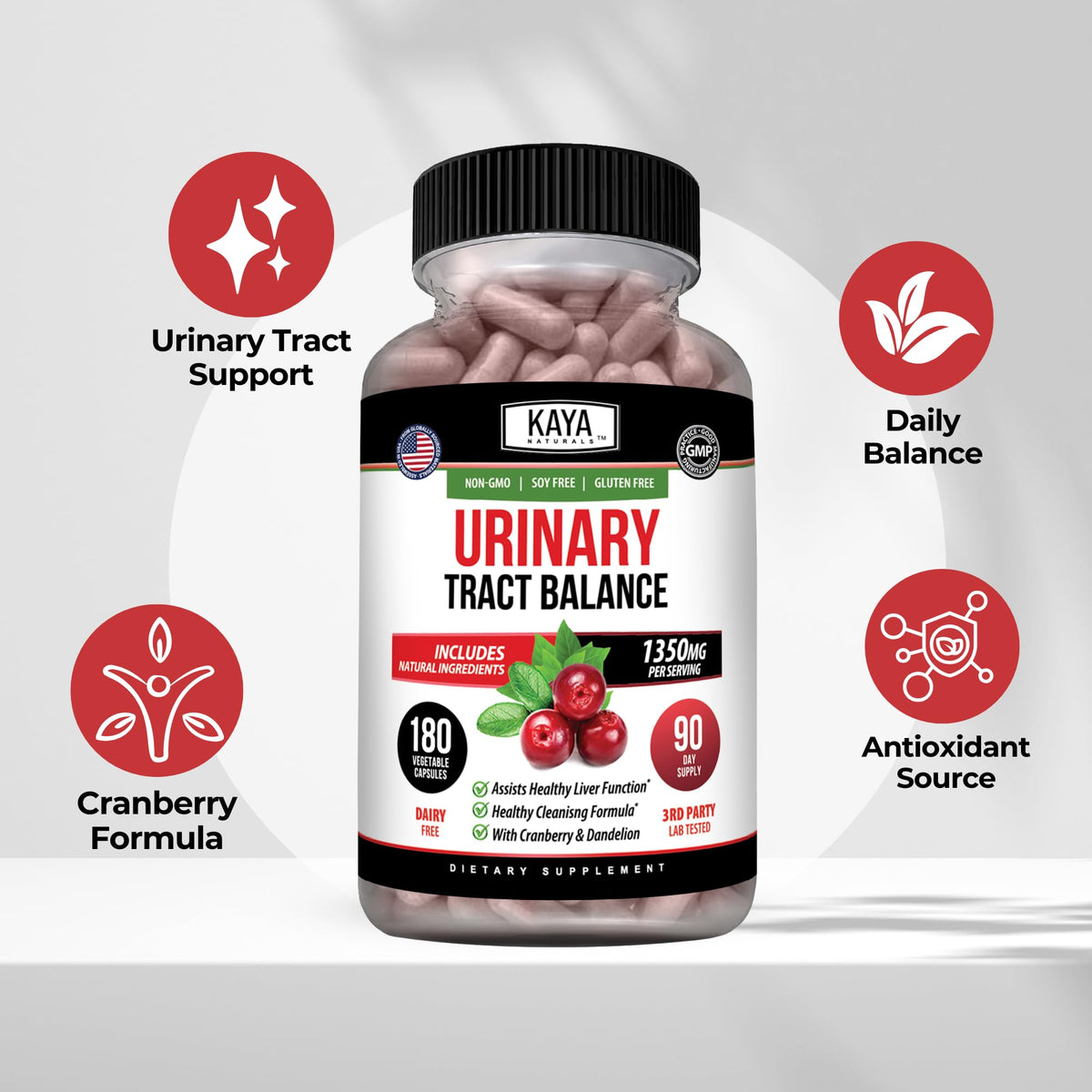 Kaya Naturals D-Mannose avec ingrédients naturels en arrière-plan
