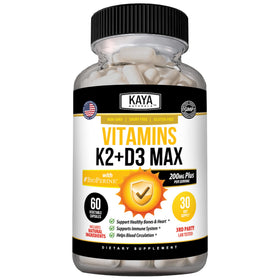 Kaya Naturals D3 K2 5000 UI 60 capsules vue de face