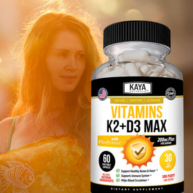 Kaya Naturals D3 K2 5000 UI capsules avec ingrédients