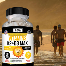 Kaya Naturals D3 K2 5000 UI capsules avec prise de vue rapprochée