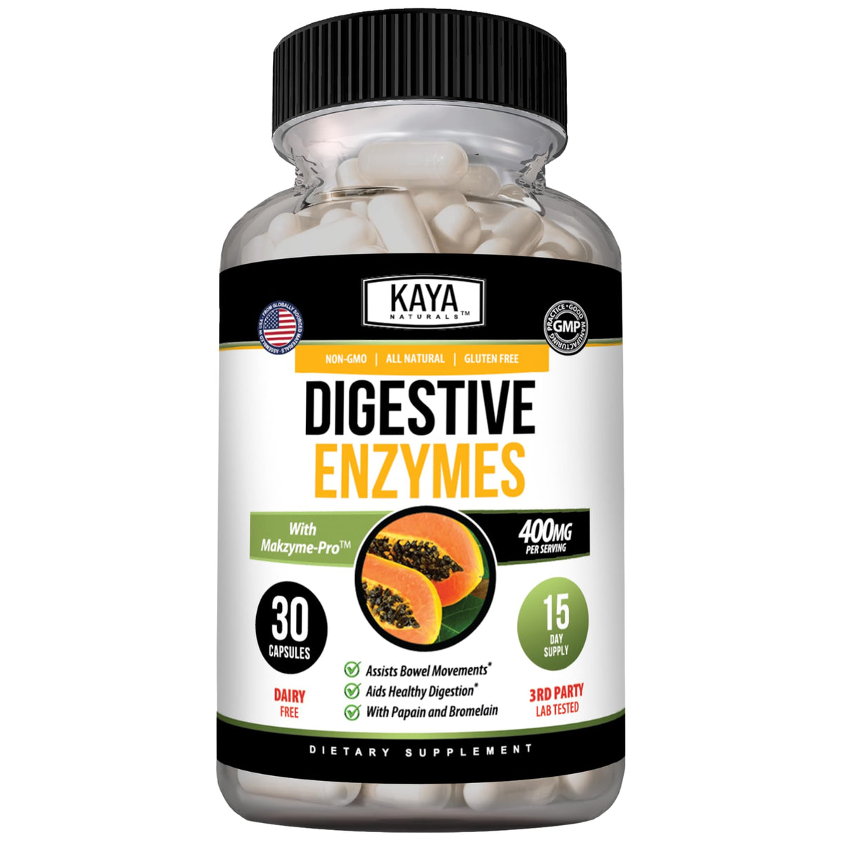 Kaya Naturals Enzymes daily 60 Capsules Végétales vue de face