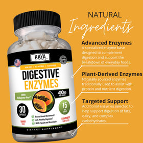 Kaya Naturals Enzymes daily avec d'autres compléments alimentaires