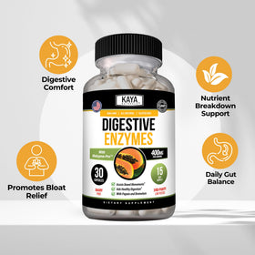Kaya Naturals Enzymes daily capsules ouvertes sur une table
