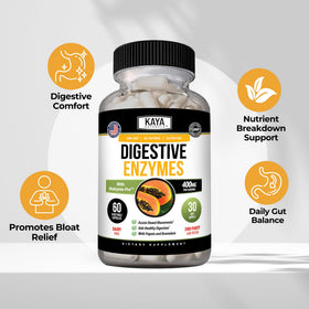 Kaya Naturals Enzymes daily flacon ouvert avec capsules visibles