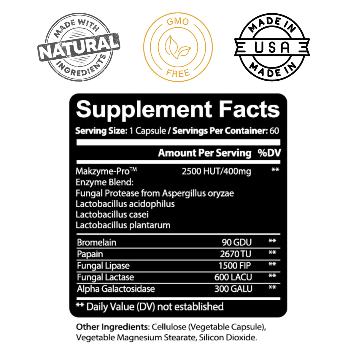 Kaya Naturals Enzymes daily vue de côté avec dimensions