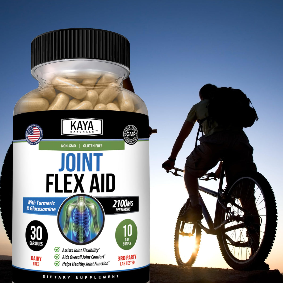 Kaya Naturals Flex Aid capsules ouvertes pour montrer l'intérieur