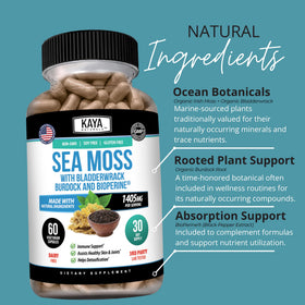 Kaya Naturals Mousse de Mer capsules avec étiquette claire