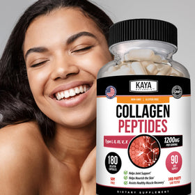Kaya Naturals Multi Collagen Peptides 180 Capsules ouvertes