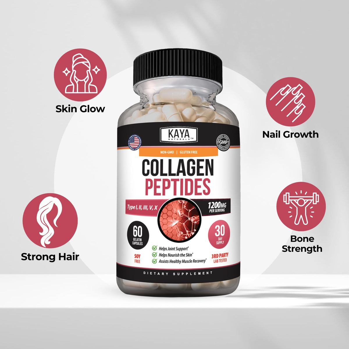 Kaya Naturals Multi Collagène 60 capsules avec gélatine