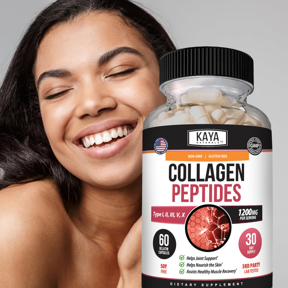 Kaya Naturals Multi Collagène 60 capsules côté