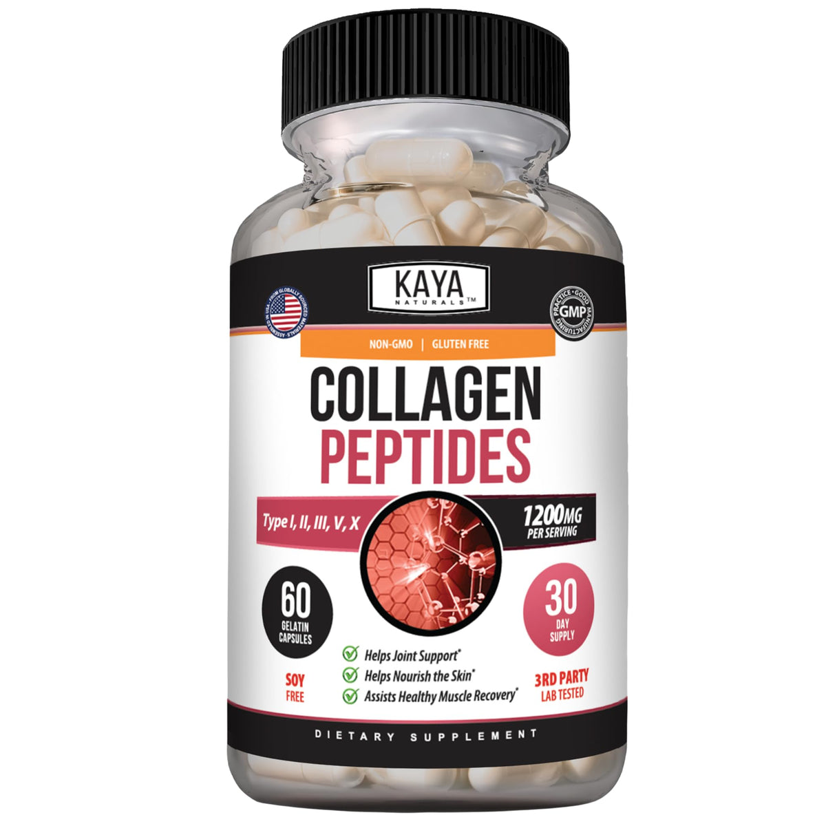 Kaya Naturals Multi Collagène 60 capsules vue de face