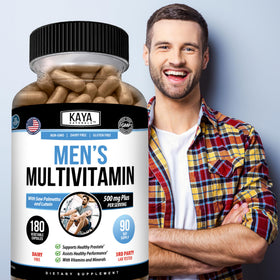 Kaya Naturals Multivitamines pour Hommes 180 Capsules avec un fond blanc