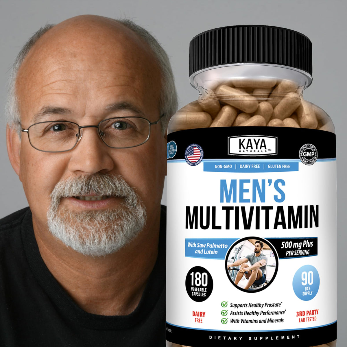 Kaya Naturals Multivitamines pour Hommes 180 Capsules en gros plan