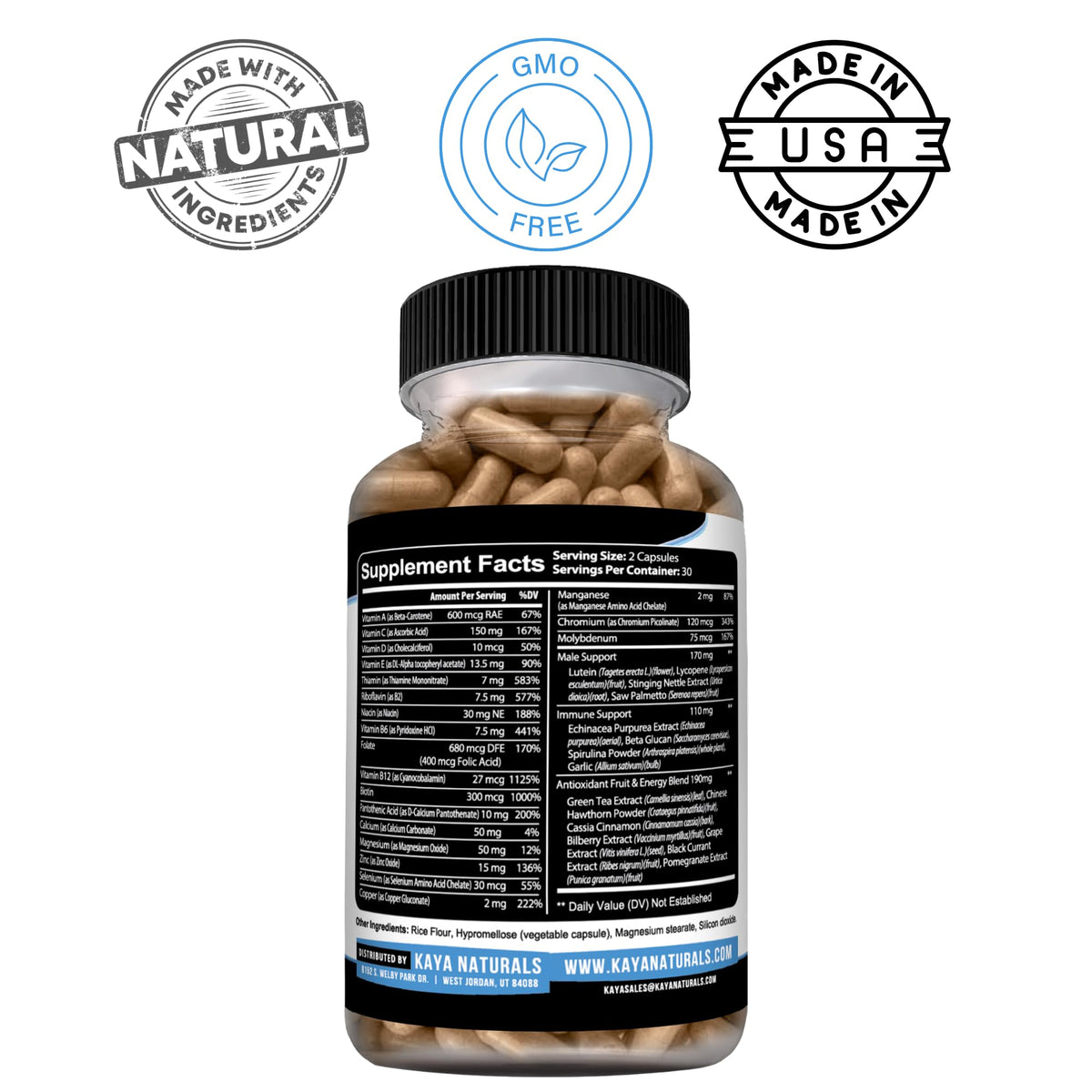Kaya Naturals Multivitamines pour Hommes capsules végétales