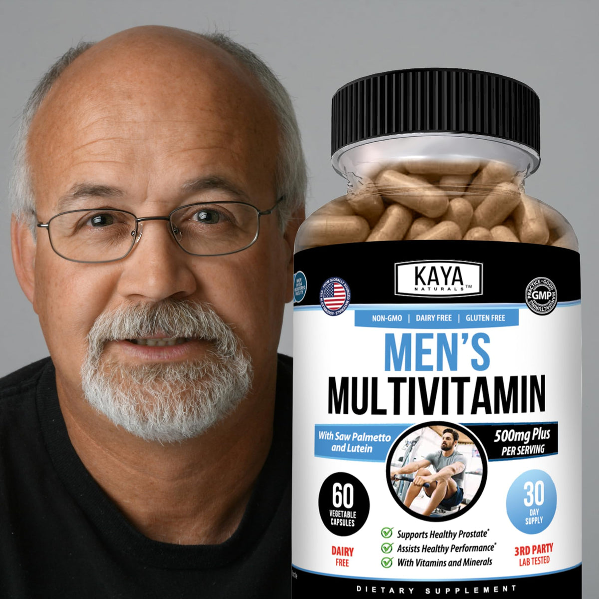 Kaya Naturals Multivitamines pour Hommes en gros plan