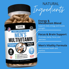 Kaya Naturals Multivitamines pour Hommes format de 60 capsules