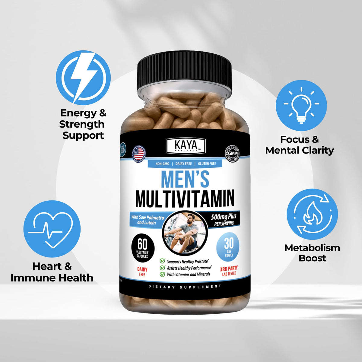 Kaya Naturals Multivitamines pour Hommes ingrédients principaux