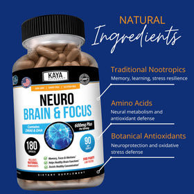 Kaya Naturals Neuro Brain en usage quotidien sur un bureau