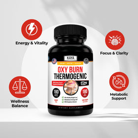 Kaya Naturals Oxy Burn étiquette avec informations nutritionnelles