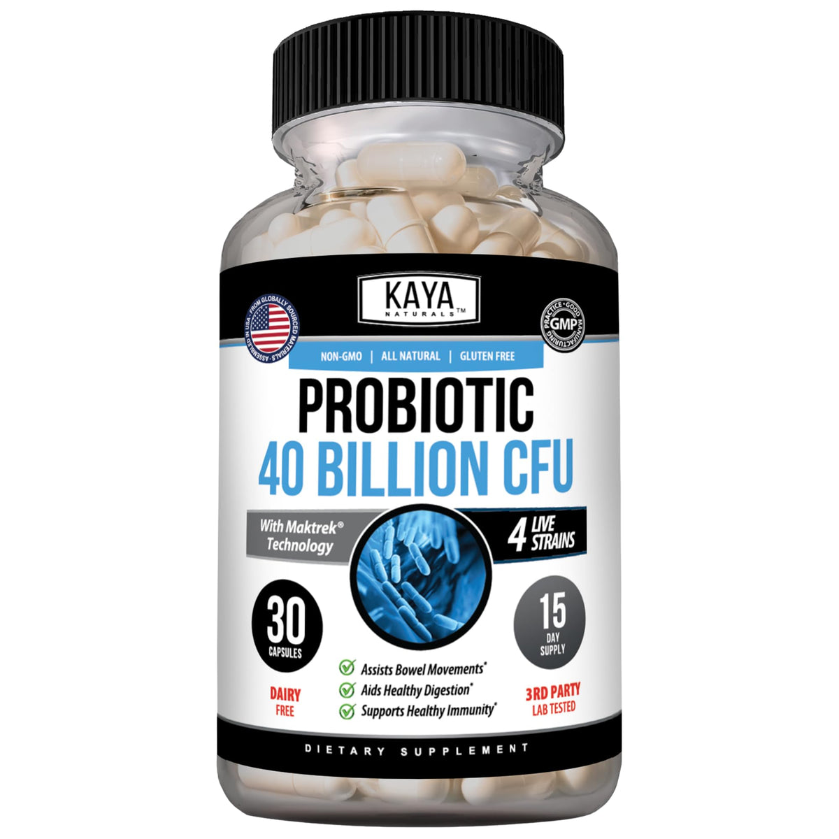 Kaya Naturals Probiotique 40 Milliards CFU 30 Capsules vue de face
