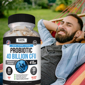 Kaya Naturals Probiotique, étiquette de produit en gros plan