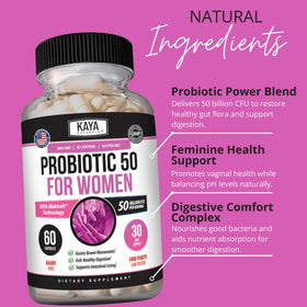 Kaya Naturals Probiotiques pour Femmes 50 milliards CFU côté