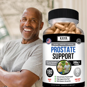 Kaya Naturals Prostate Support, boîte ouverte avec capsules