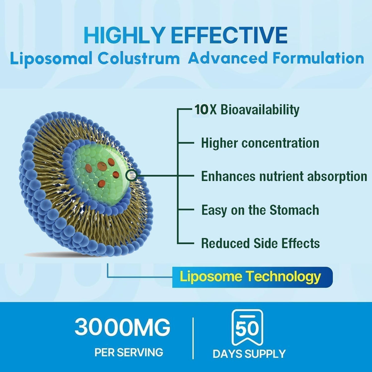 KEDISOM Colostrum Bovin Liposomal 3000 mg poudre dans un verre