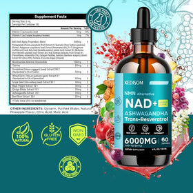 KEDISOM Complément Alimentaire Liposomal NAD+ 23-en-1 120ml sur fond blanc