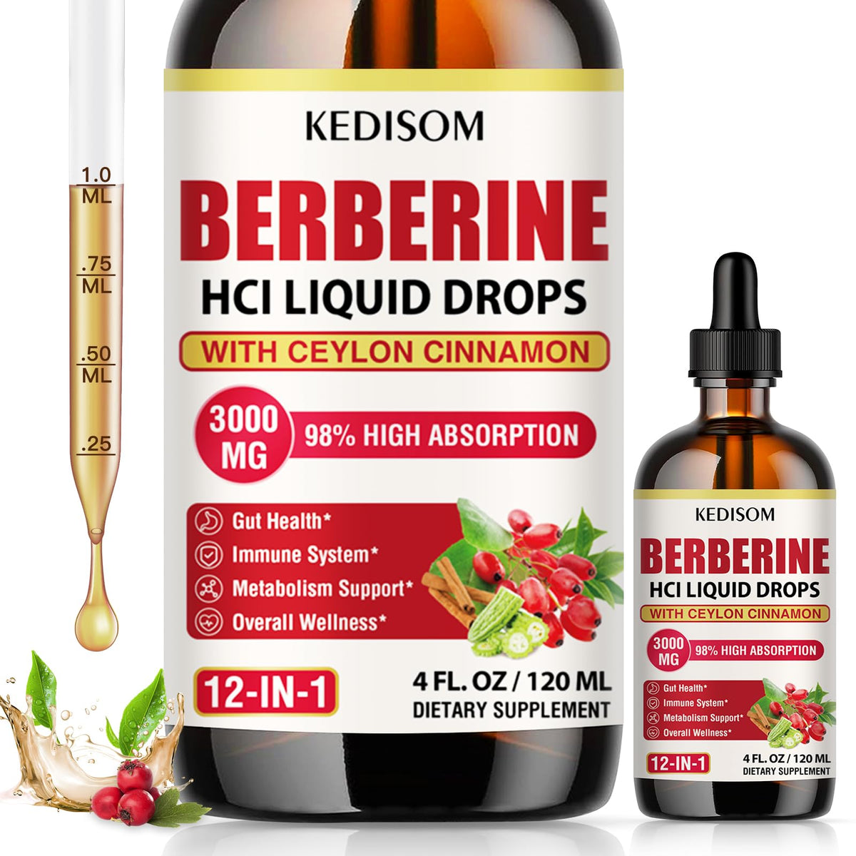 KEDISOM Liposomal Berbérine HCL 3000mg flacon de 120 ml