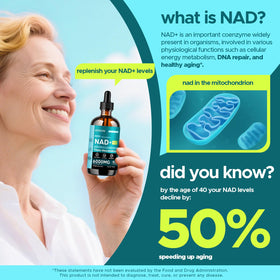 KEDISOM NAD+ Liposomal 120 ml avec fruits frais en arrière-plan