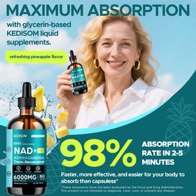 KEDISOM NAD+ Liposomal 120 ml sur un plan de travail